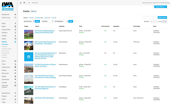 WordPress backend with structured content types and reusable components