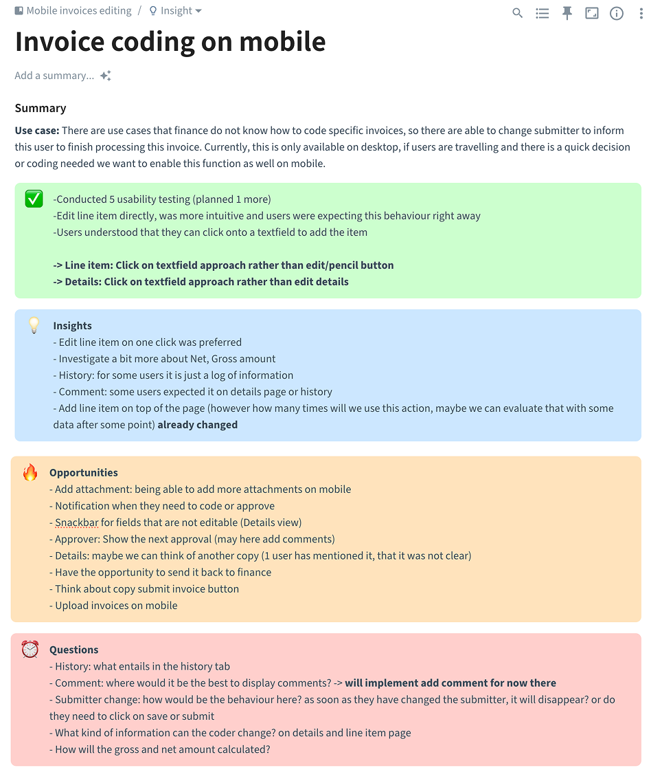 Testing insights summary