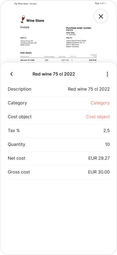 Invoice mobile — Split-screen prototype 3